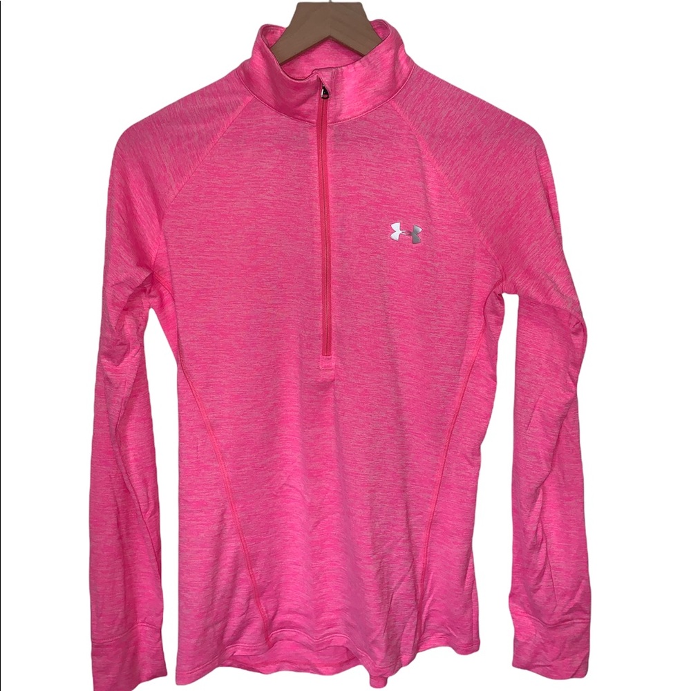 Under Armor Half Zip Pullover Stretchy Lightweight Layers Bright Neon Pink